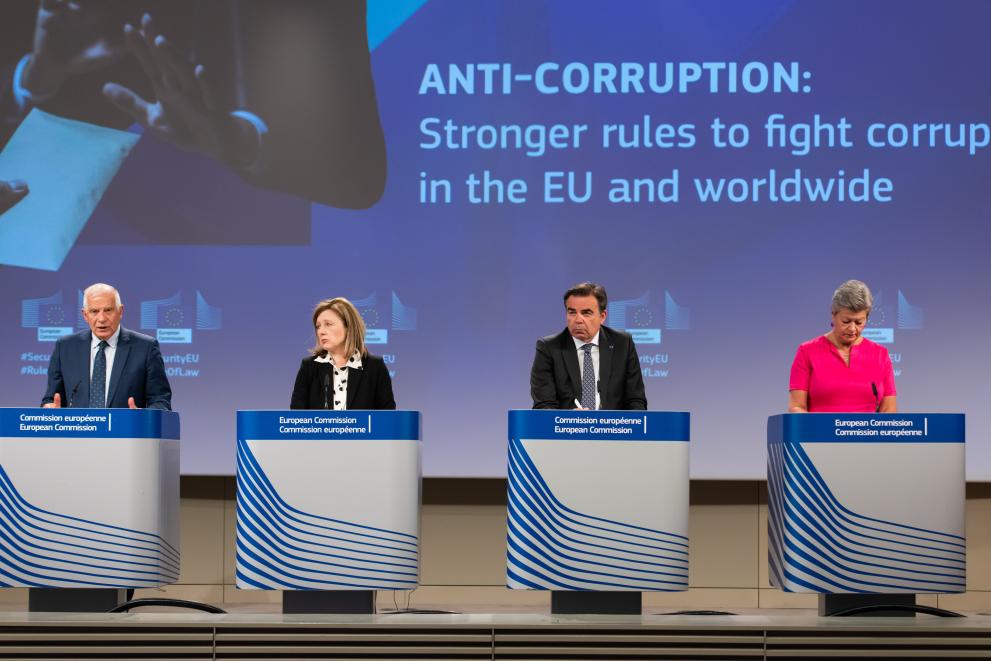 Press conference by Josep Borrell Fontelles, Věra Jourová, Margaritis Schinas, Vice-Presidents of the European Commission, and Ylva Johansson, European Commissioner, on stronger rules to fight corruption in the EU and worldwide